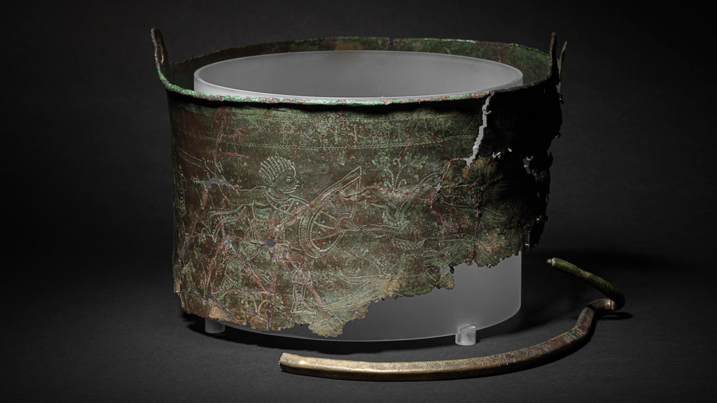 ‘It epitomises the strangeness of Sutton Hoo’: 6th-century bucket found at Anglo-Saxon ship burial holds human cremation