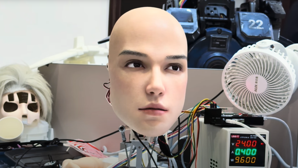 Chinese tech company develops creepy ultra-lifelike robot face — watch it blink, twitch and nod